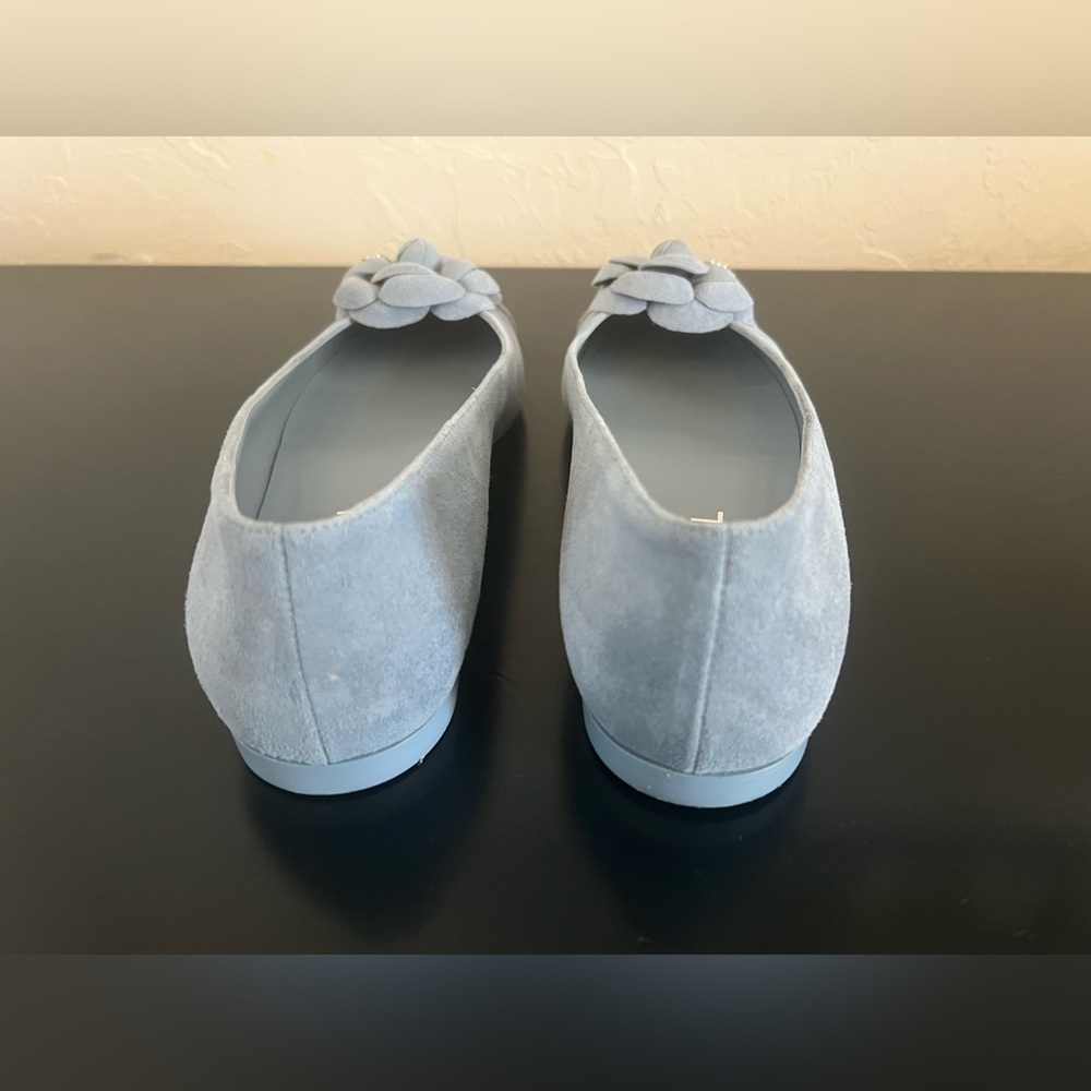 CHANEL Women's Light Blue Suede Camellia Ballet Flats size 40 - Picture 5 of 12